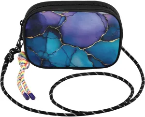 Blue Purple Marble Gold Small Crossbody Bags for Women Cell Phone Purses Shoulder Bag Handbag with Adjustable Strap