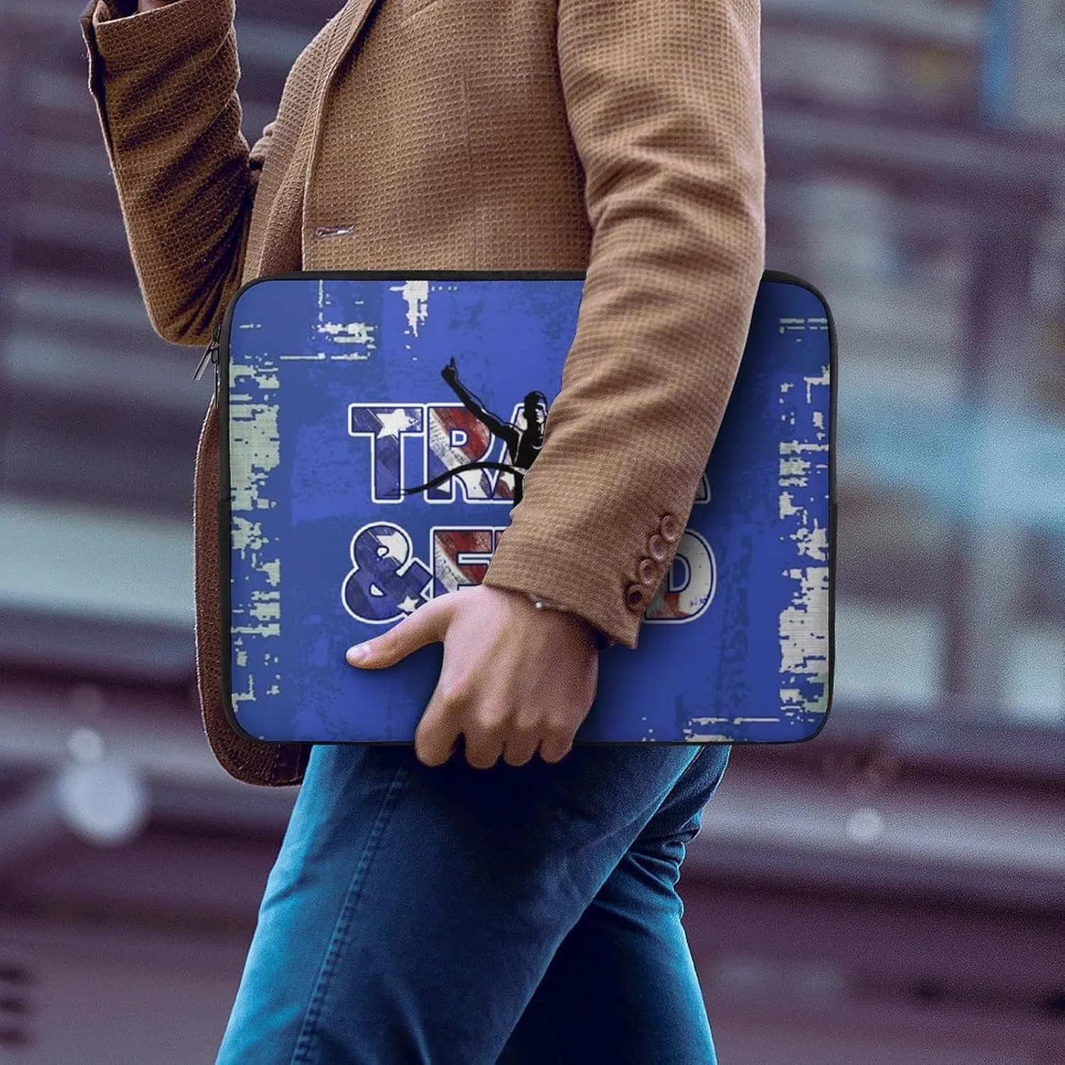 Blue Sports Texture Track and Field Laptop Sleeve 13/15 Inch Briefcase Cover Shockproof Protective Case Handbags Portable Laptop Bag