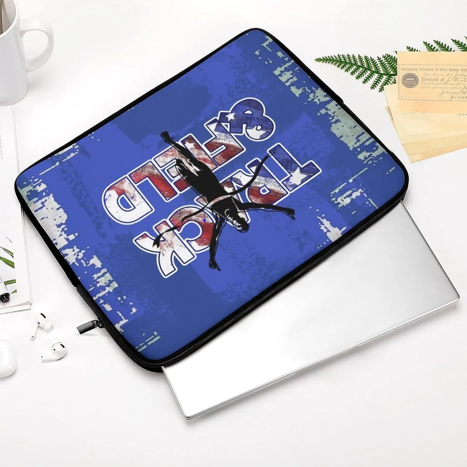 Blue Sports Texture Track and Field Laptop Sleeve 13/15 Inch Briefcase Cover Shockproof Protective Case Handbags Portable Laptop Bag