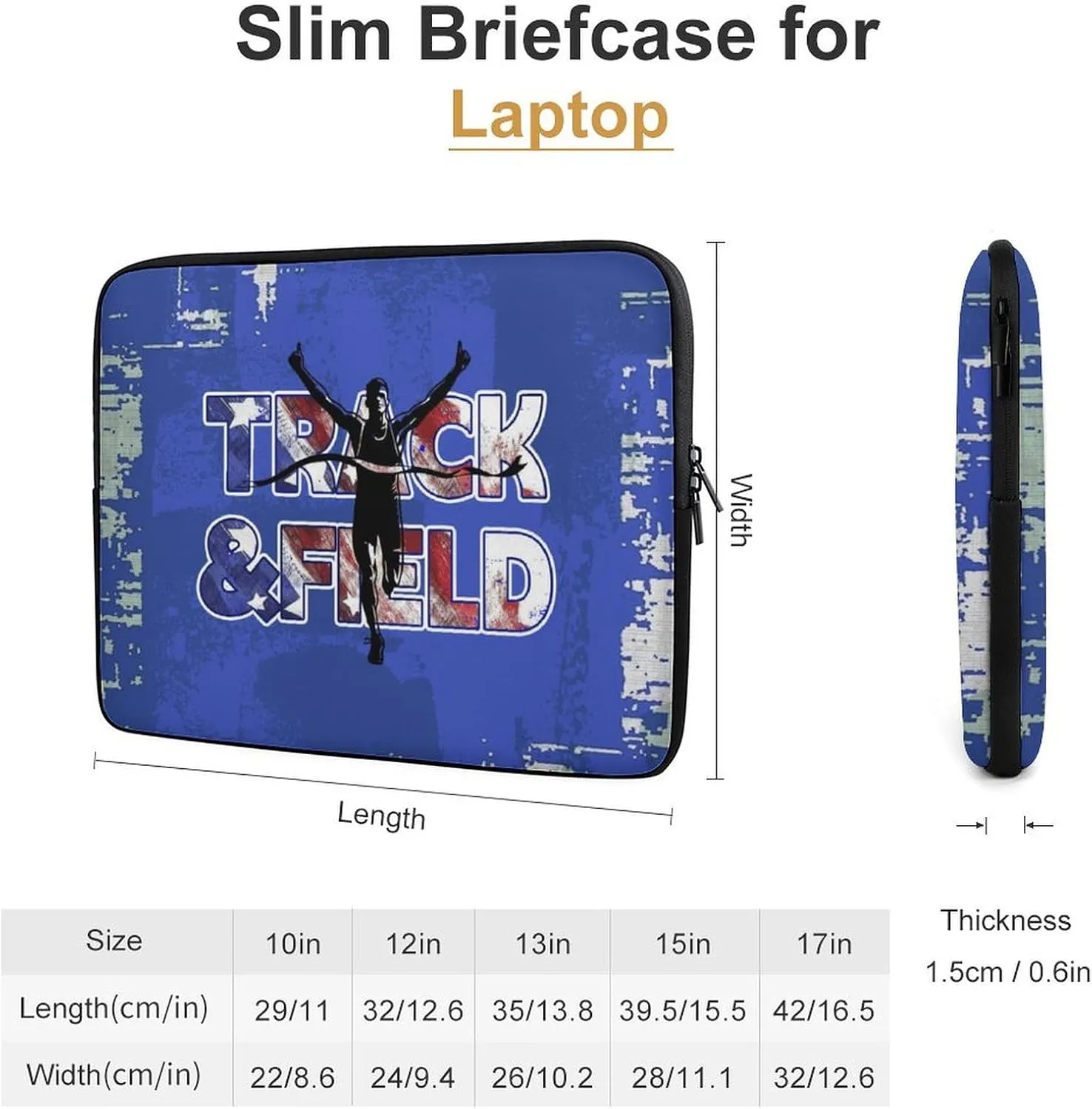 Blue Sports Texture Track and Field Laptop Sleeve 13/15 Inch Briefcase Cover Shockproof Protective Case Handbags Portable Laptop Bag