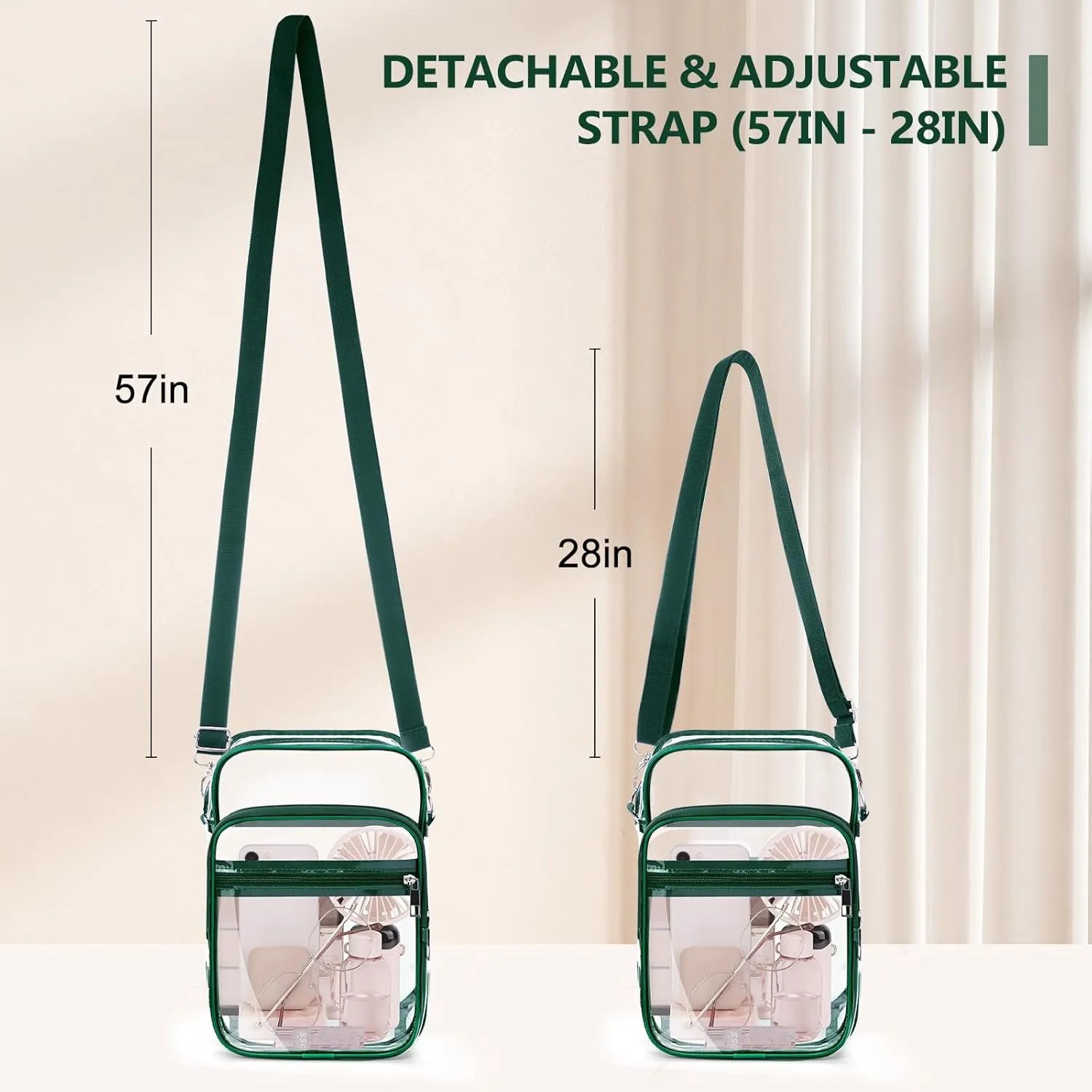 Blvornl Clear Crossbody Bag with Adjustable Shoulder Strap, Stadium Approved PVC Clear Purse Bag, Clear Messenger Bag
