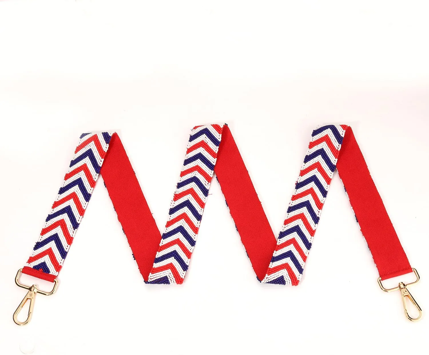 Boderier 4th of July Beaded Purse Straps for Women Red White Blue Stripes Replacement Crossbody Handbag Shoulder Strap Trump USA Independence Day Gifts