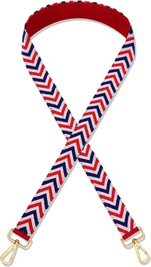 Boderier 4th of July Beaded Purse Straps for Women Red White Blue Stripes Replacement Crossbody Handbag Shoulder Strap Trump USA Independence Day Gifts