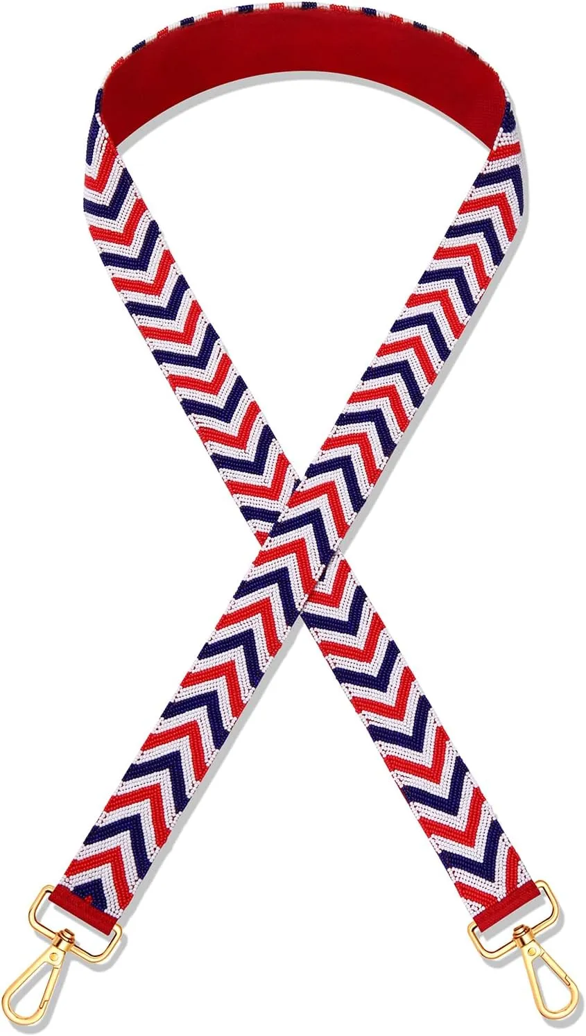 Boderier 4th of July Beaded Purse Straps for Women Red White Blue Stripes Replacement Crossbody Handbag Shoulder Strap Trump USA Independence Day Gifts