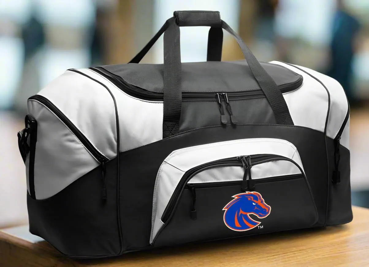 Boise State Suitcase Duffel Bag Large Boise State University Duffle for Travel or Sports Gear Bag (Black)