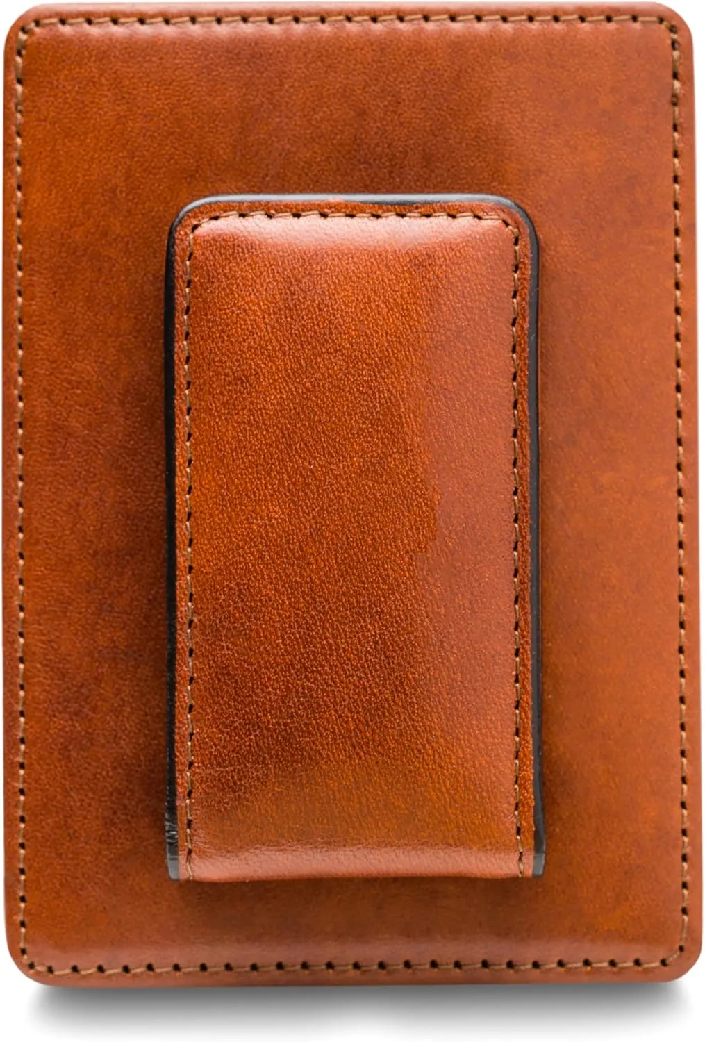 Bosca Italian Leather Men's Wallet with Money Clip - Hand-Stained Old Leather Italia Front Pocket Wallet For Men, Magnetic Clip, Gift-Ready Packaging, Amber