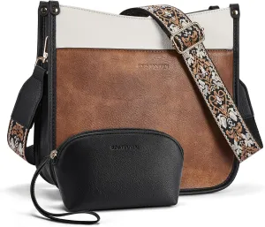 BOSTANTEN Crossbody Bags for Women Trendy Vegan Leather Hobo Handbags Fashion Shoulder Purse with Adjustable Guitar Strap