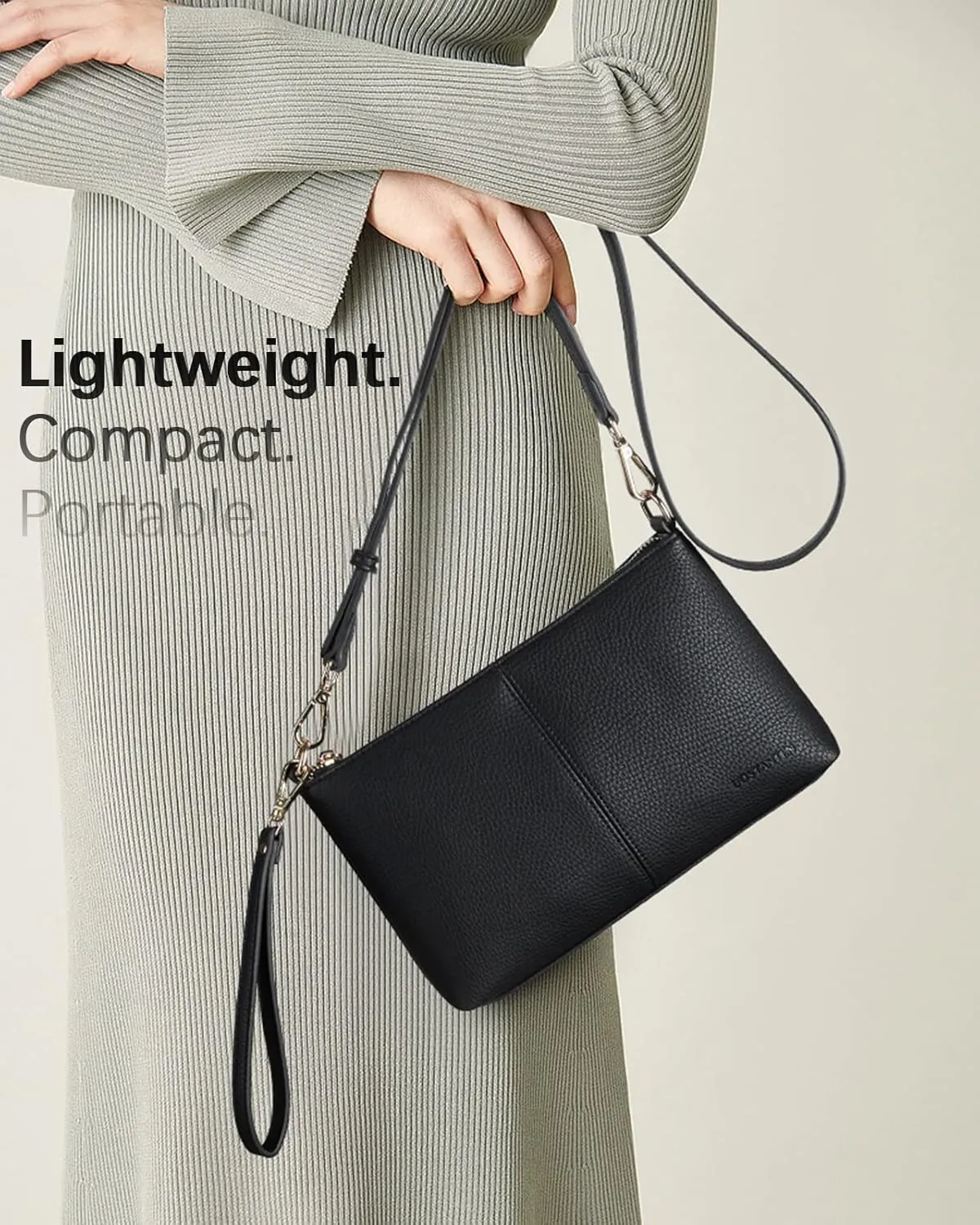 BOSTANTEN Small Crossbody Purse Leather Wristlet Purses for Women with Zipper Pocket Casual Clutch Bags