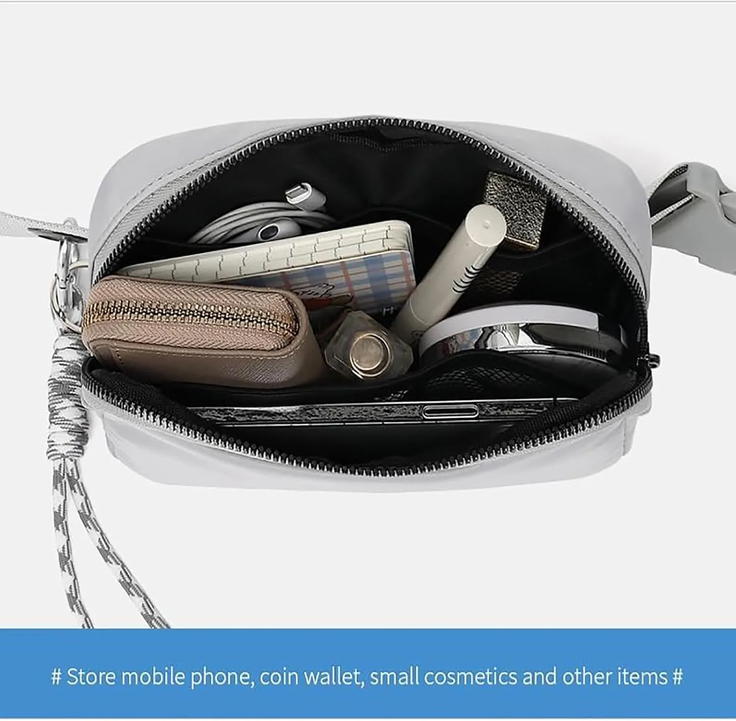 Bovagu Crossbody,Duo Iris 57" Long Strap Crossbody Bag,Small Crossbody Purse with Adjustable Strap,Fashion Waist Packs