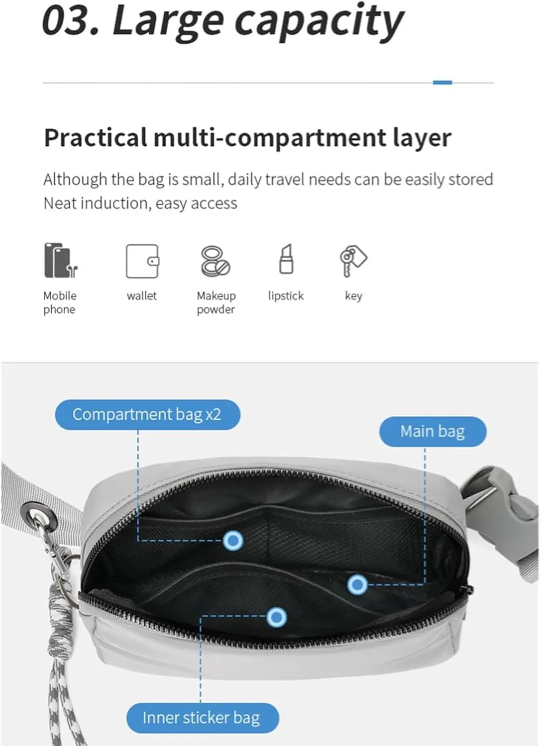 Bovagu Crossbody,Duo Iris 57" Long Strap Crossbody Bag,Small Crossbody Purse with Adjustable Strap,Fashion Waist Packs