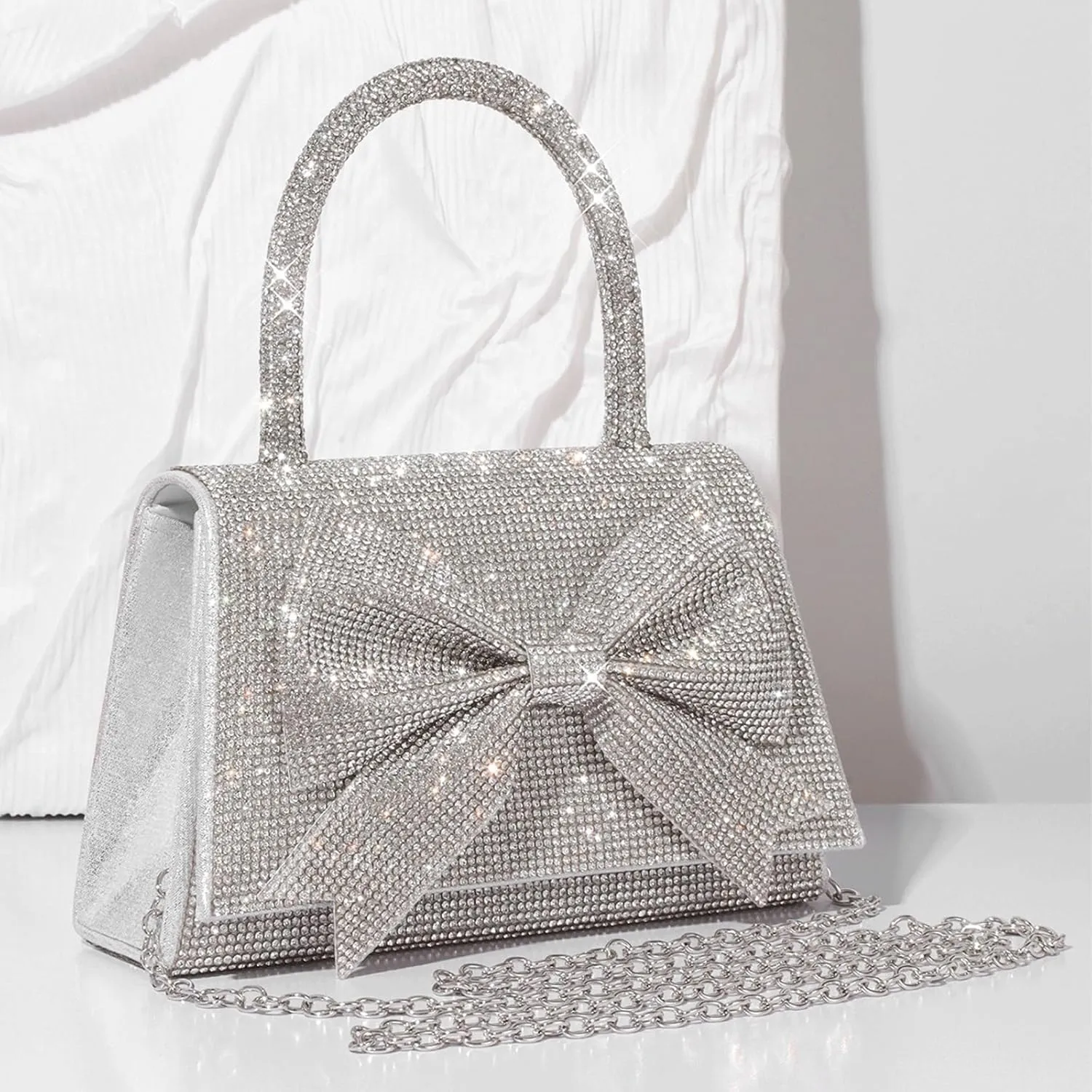 Bow Purse Women Rhinestone Bow Handbag Aesthetic Coquette Bag Girls Trendy Evening Bag Valentine's Day Gifts