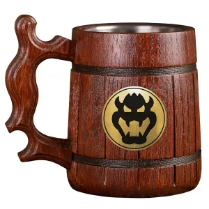 Bowser Beer Stein, Personalized Super Smash Bros Wooden Beer Mug, Custom Beer Stein