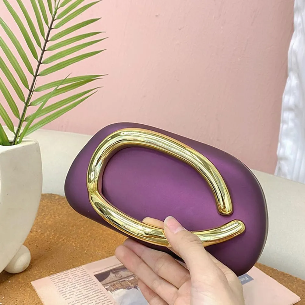 Box Clutch Purses for Women,Shell Evening Bag Gold Metal Handle PU Leather Clutch Chain Crossbody for Wedding 2025