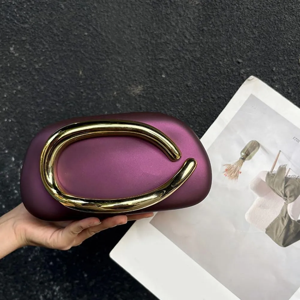Box Clutch Purses for Women,Shell Evening Bag Gold Metal Handle PU Leather Clutch Chain Crossbody for Wedding 2025
