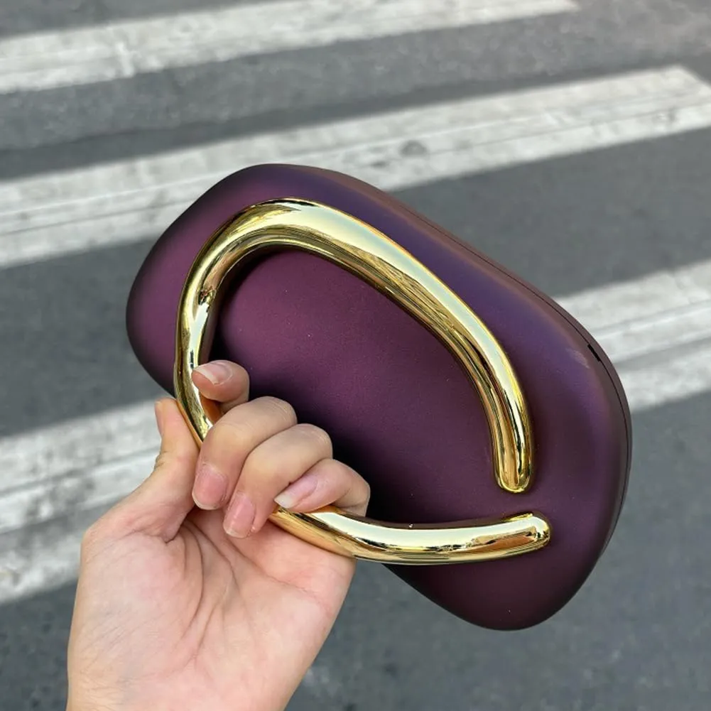 Box Clutch Purses for Women,Shell Evening Bag Gold Metal Handle PU Leather Clutch Chain Crossbody for Wedding 2025
