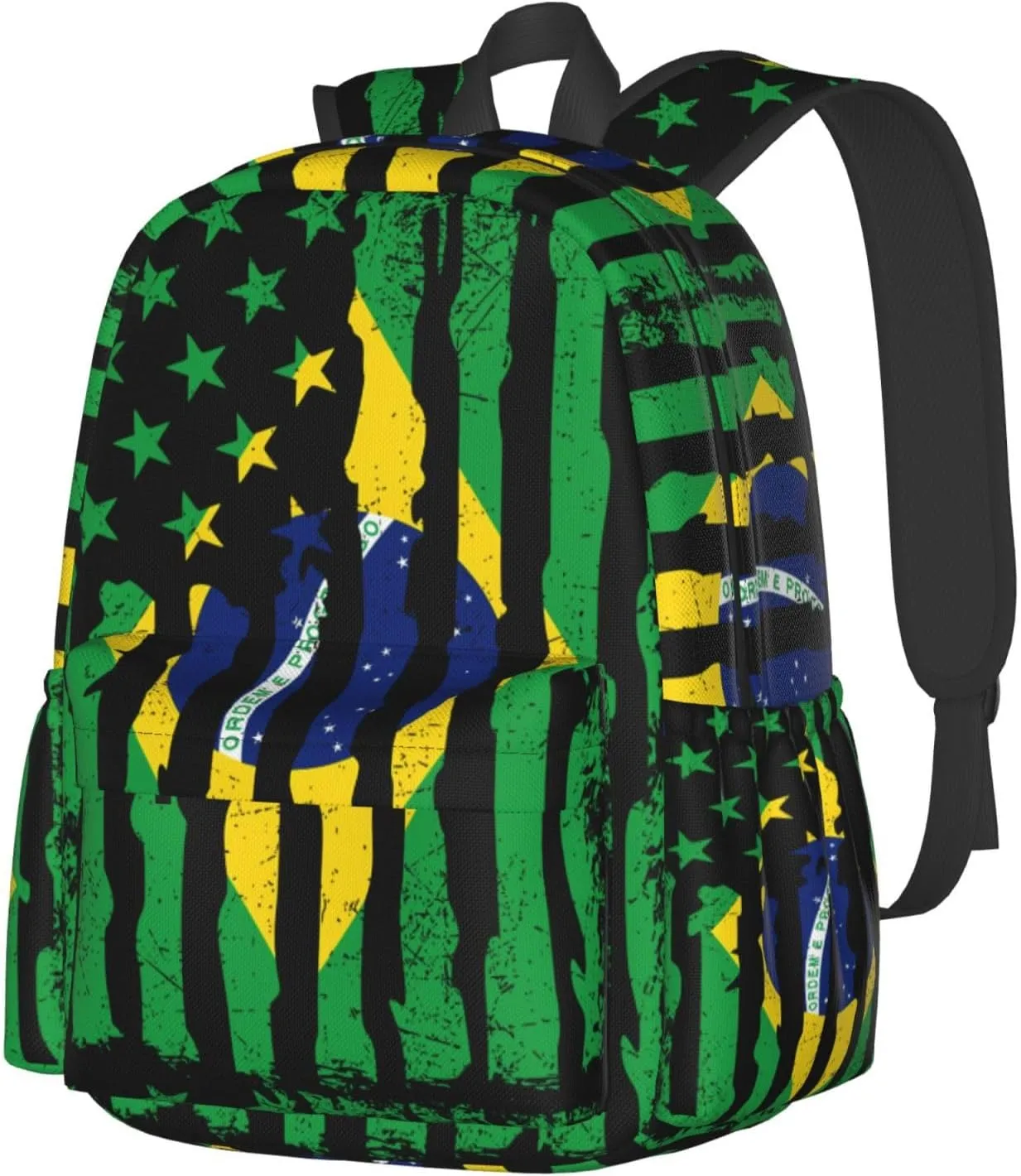 Brazilian American Pride Flag Brazil Roots Laptop Backpack Work Travel Backpacks Business Rucksack Casual Outdoor Daypack with Adjustable Strap Bags for Sports Office Gym Hiking