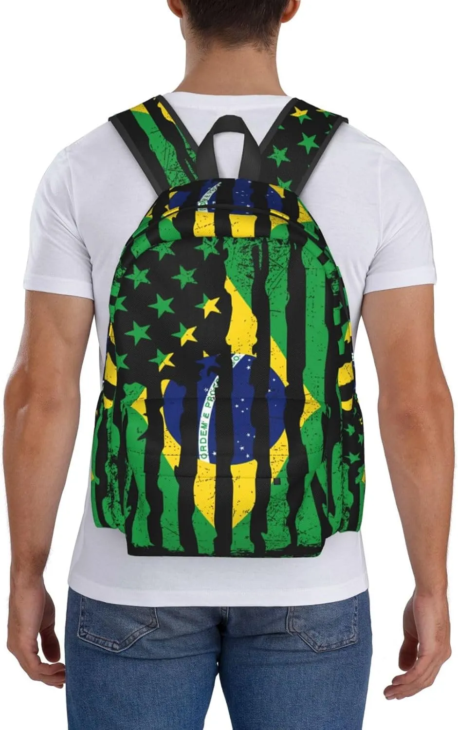 Brazilian American Pride Flag Brazil Roots Laptop Backpack Work Travel Backpacks Business Rucksack Casual Outdoor Daypack with Adjustable Strap Bags for Sports Office Gym Hiking