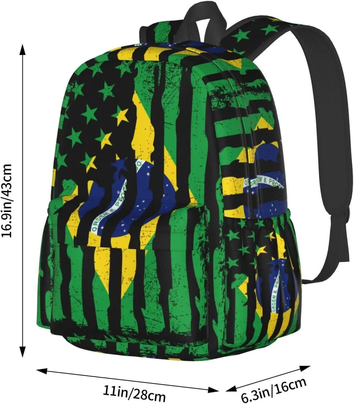 Brazilian American Pride Flag Brazil Roots Laptop Backpack Work Travel Backpacks Business Rucksack Casual Outdoor Daypack with Adjustable Strap Bags for Sports Office Gym Hiking