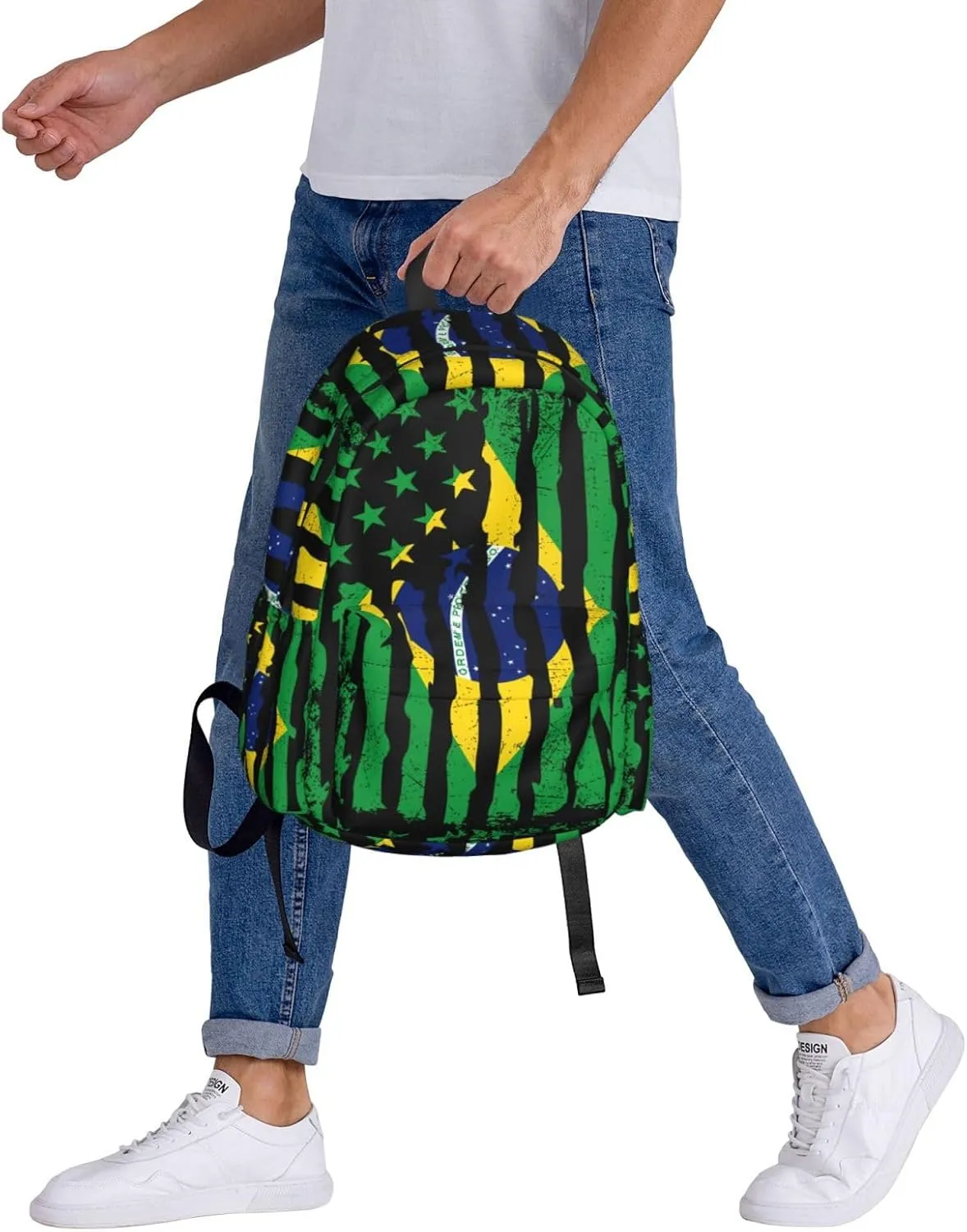 Brazilian American Pride Flag Brazil Roots Laptop Backpack Work Travel Backpacks Business Rucksack Casual Outdoor Daypack with Adjustable Strap Bags for Sports Office Gym Hiking