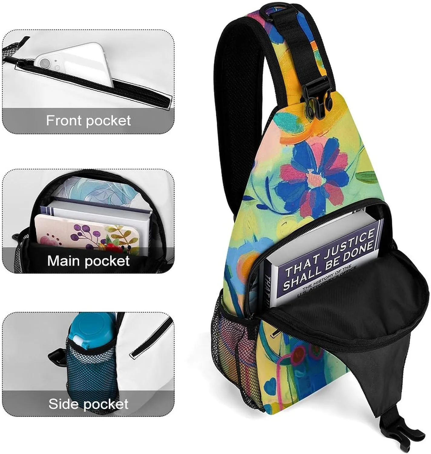 Bright Light Yellow Sling Bag Lightweight Crossbody Chest Pack Travel Shoulder Bag with Adjustable Strap
