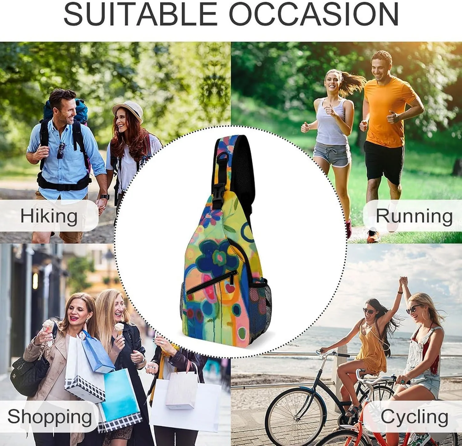 Bright Light Yellow Sling Bag Lightweight Crossbody Chest Pack Travel Shoulder Bag with Adjustable Strap