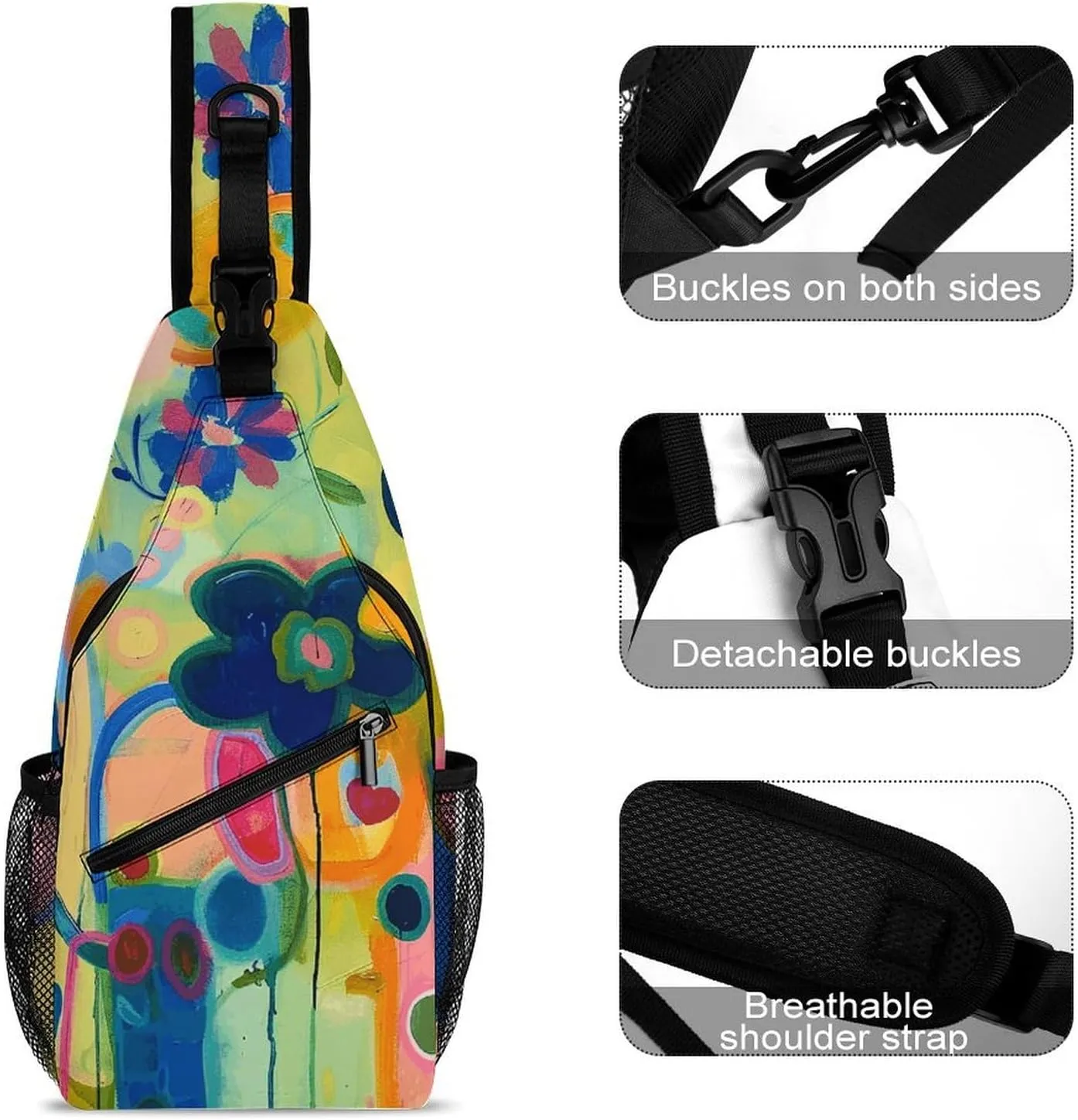 Bright Light Yellow Sling Bag Lightweight Crossbody Chest Pack Travel Shoulder Bag with Adjustable Strap