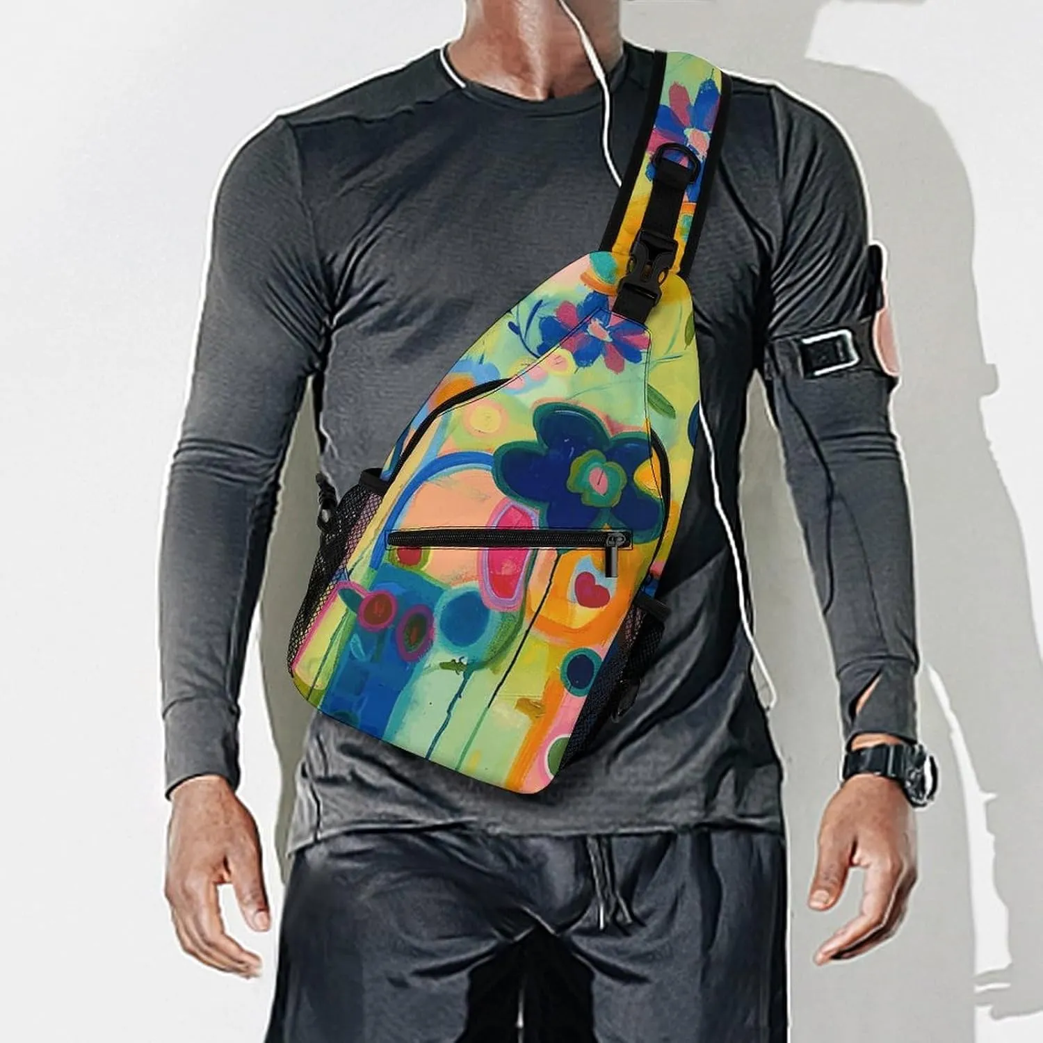 Bright Light Yellow Sling Bag Lightweight Crossbody Chest Pack Travel Shoulder Bag with Adjustable Strap