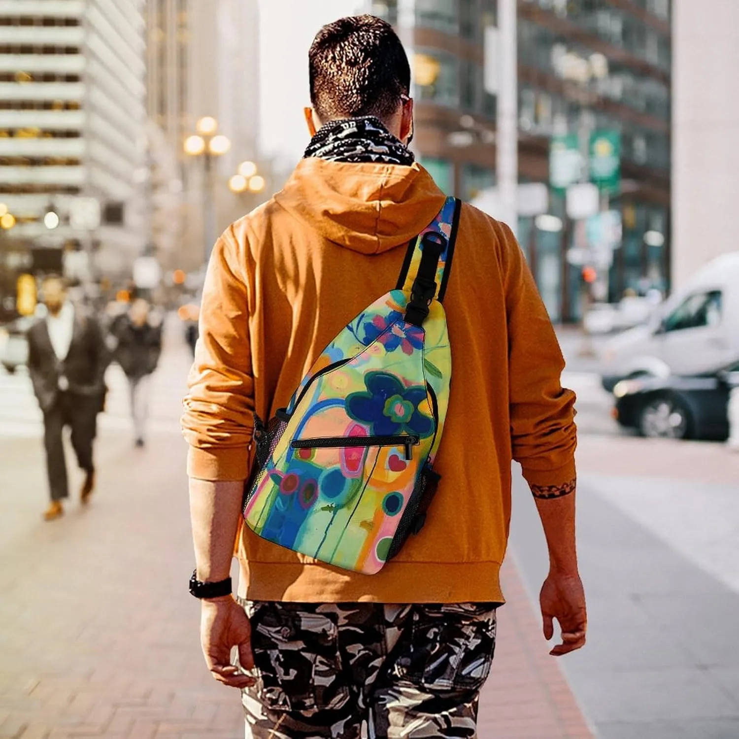 Bright Light Yellow Sling Bag Lightweight Crossbody Chest Pack Travel Shoulder Bag with Adjustable Strap