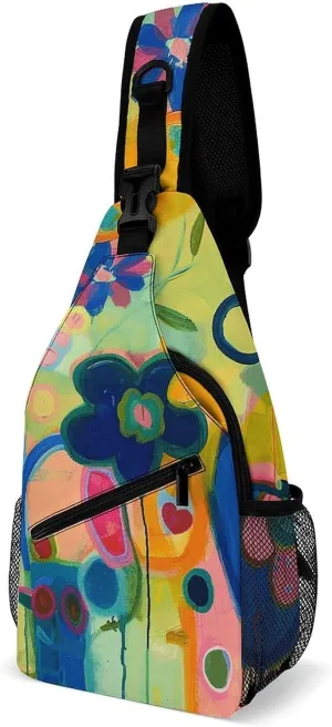 Bright Light Yellow Sling Bag Lightweight Crossbody Chest Pack Travel Shoulder Bag with Adjustable Strap