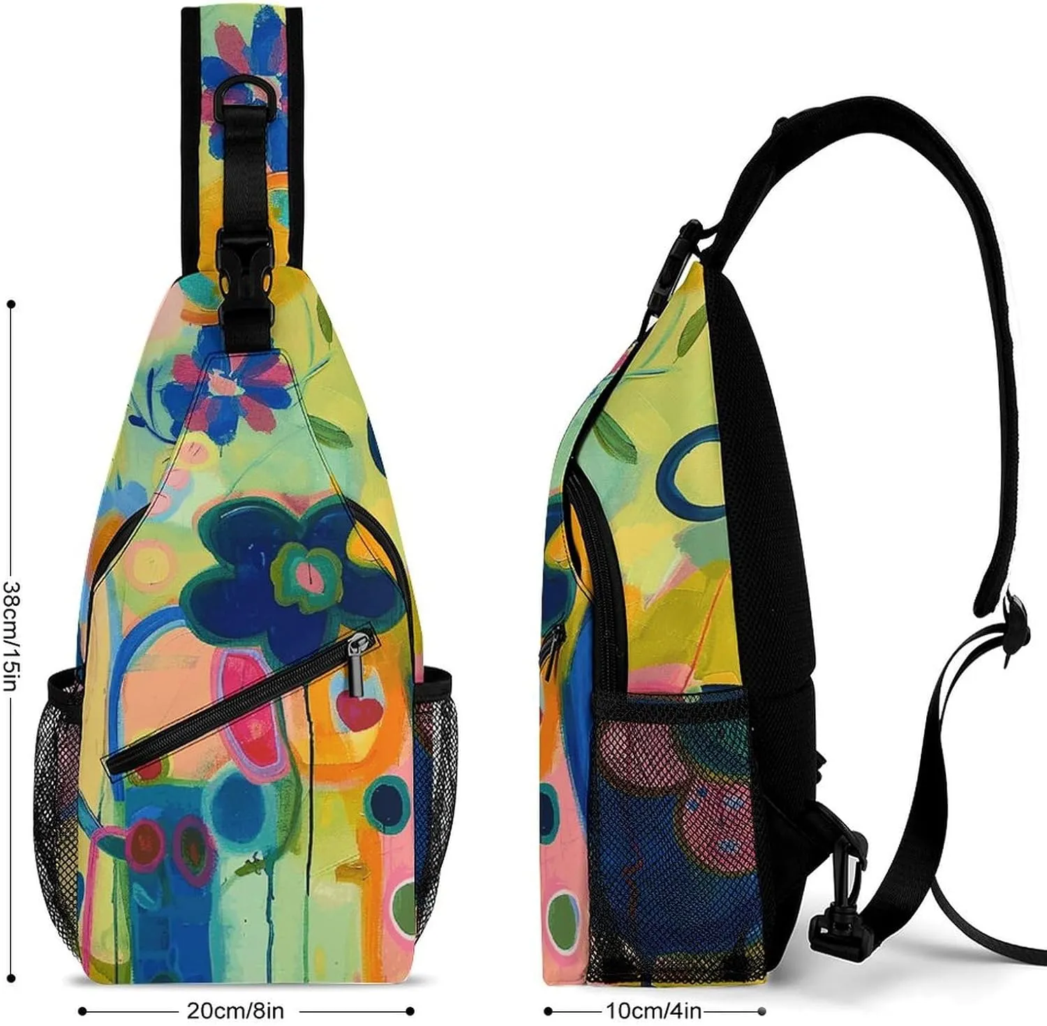 Bright Light Yellow Sling Bag Lightweight Crossbody Chest Pack Travel Shoulder Bag with Adjustable Strap