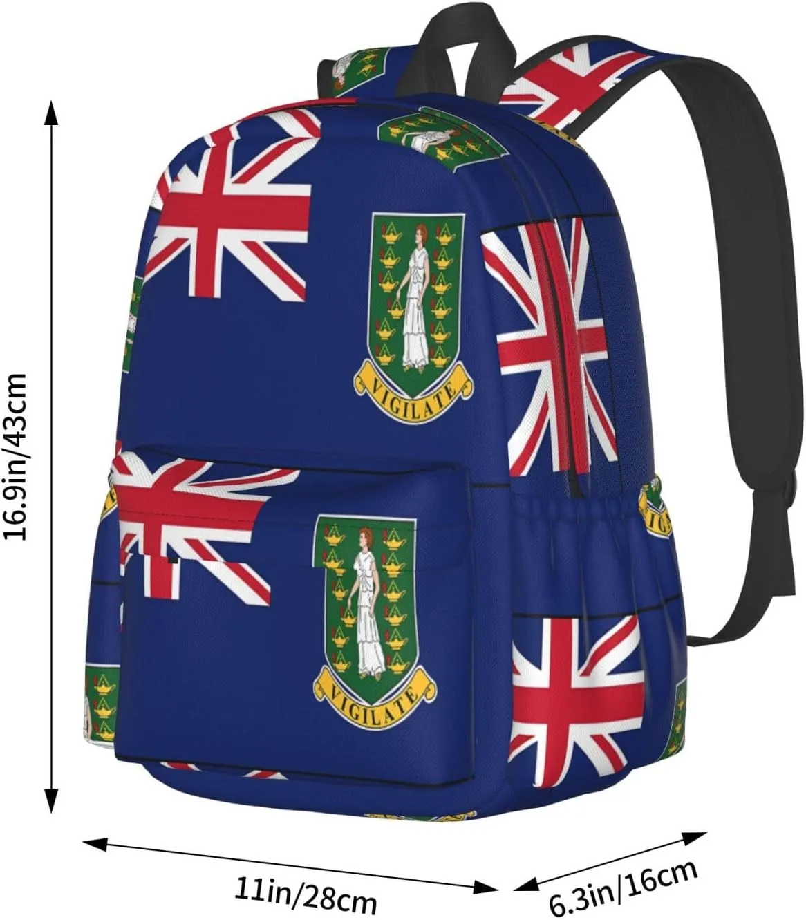 British Virgin Islands Flag Casual Backpack Large Capacity Travel Backpacks Laptop Daypack Commuter Rucksack Adjustable Strap Sports Bags for Hiking Biking