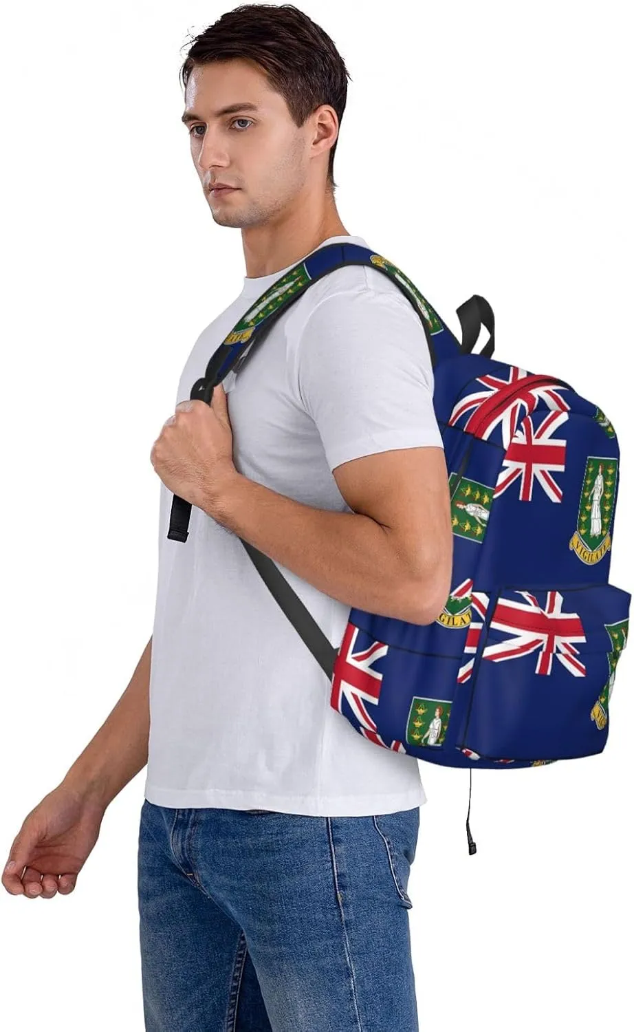 British Virgin Islands Flag Casual Backpack Large Capacity Travel Backpacks Laptop Daypack Commuter Rucksack Adjustable Strap Sports Bags for Hiking Biking