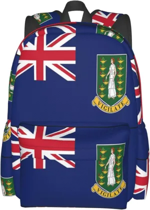 British Virgin Islands Flag Casual Backpack Large Capacity Travel Backpacks Laptop Daypack Commuter Rucksack Adjustable Strap Sports Bags for Hiking Biking