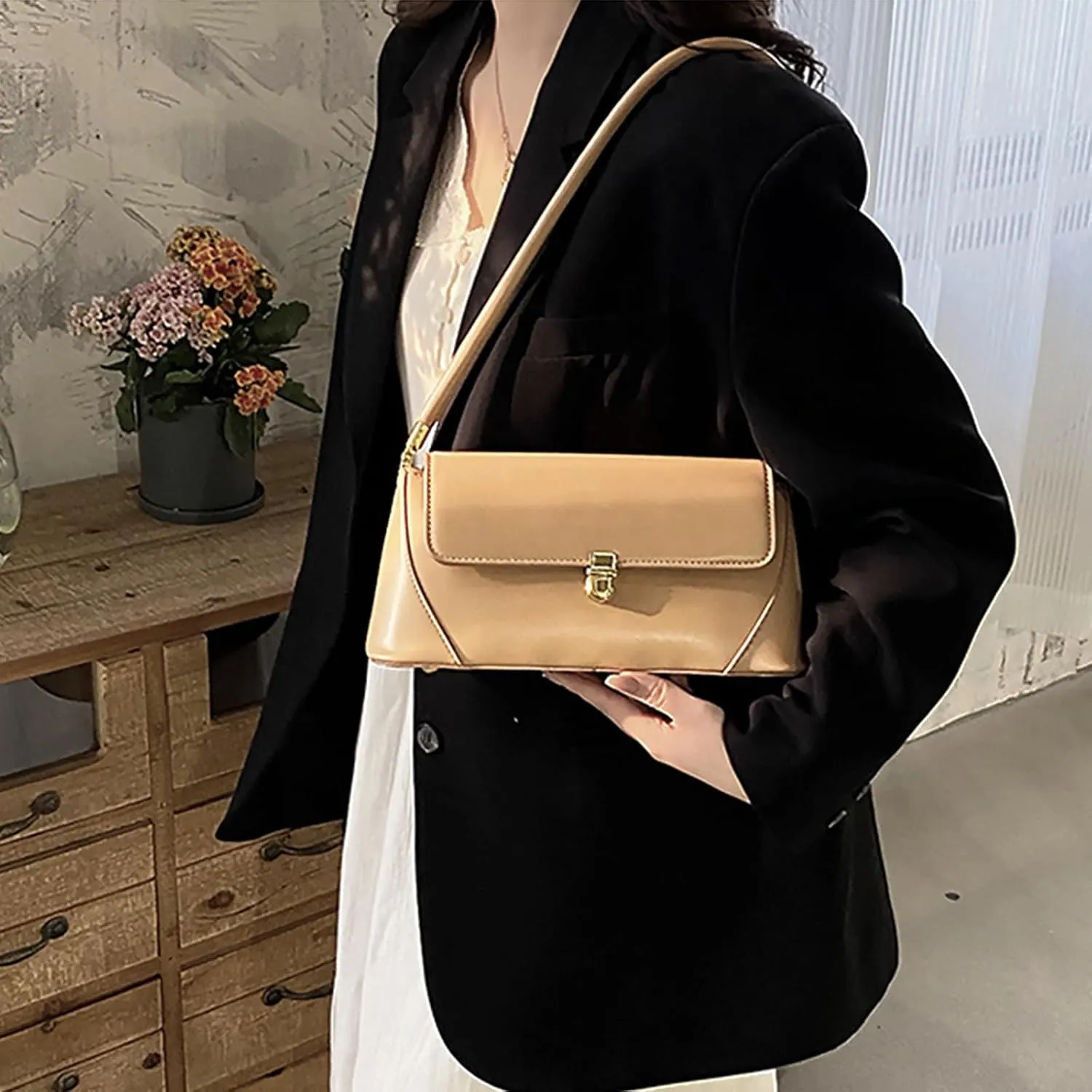 Brown Purses for Women Black Shoulder Purse Vintage Bags Trendy Women's Red Small Tote Handbags