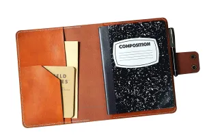 Brown vegetable tanned leather composition notebook book cover case/black leather cover portfolio for composition notebook NB5XCPS