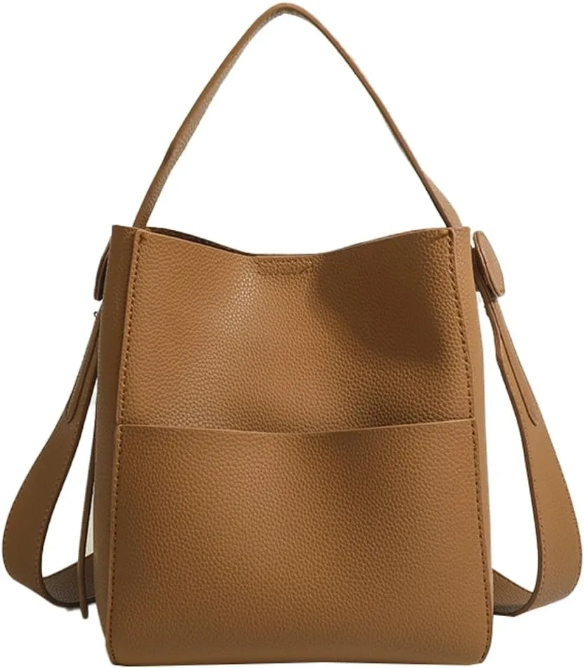 Bucket Tote Purses for Women Designer PU Leather Shoulder Crossbody Bag Large Top Handle Satchel