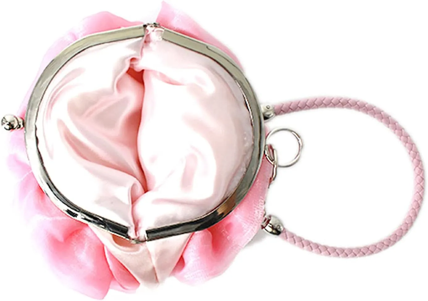 Buddy Women Rose Shaped Clutch Soft Satin Wristlet Handbag Wedding Party Purse