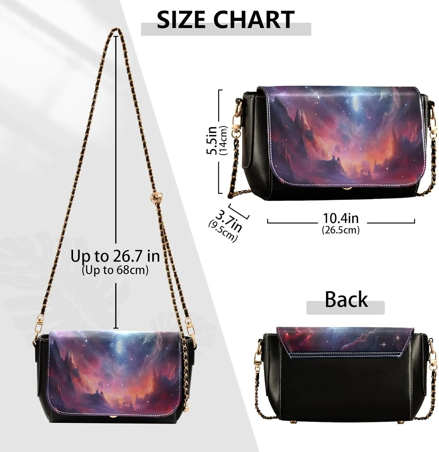Buildings and Houses in Water Crossbody Bag with Chain Strap, Leather Ladies Crossbody Bags, Summer Crossbody Bags for Women