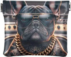 Bulldog Tattoo Funny Dog Leather Coin Purse for Men Women Animal Print Squeeze Card Change Purse Wallet