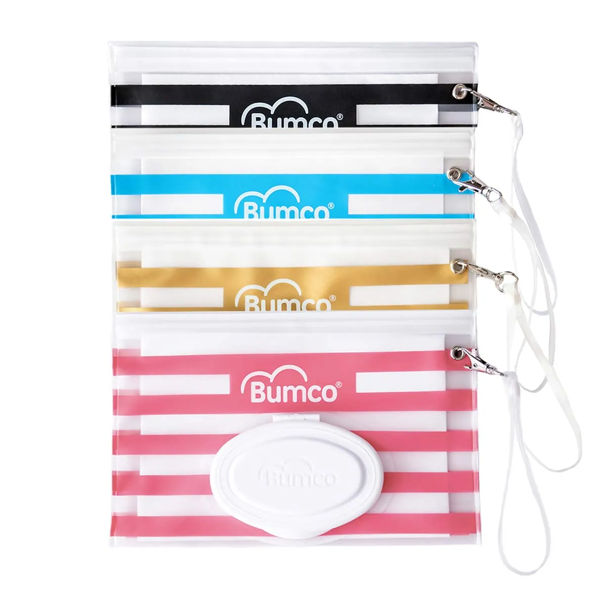 BUMCO Airtight Wipes Dispenser, Keeps Wet, Reusable Refillable Pouch, Diaper Bag Organizer for Travel, Carrying Clutch, Unique Baby Gift for Girl Boy [multicolor]