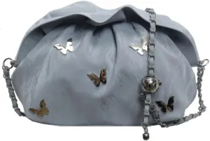 Butterflies Decoration Cross Body Bags for Women Trendy Handbags with Metal Adjustable Chain Soft PU Shoulder Bags