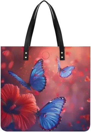 Butterfly Insect Animal Top Handle Satchel Handbags PU Leather Tote Bags Shoulder Bags for Women