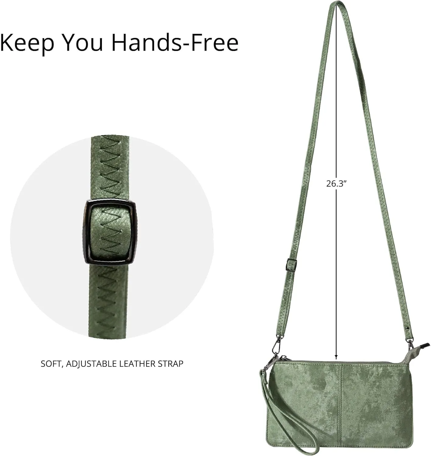 Bveyzi Genuine Leather Wristlet Purses for Women, Envelope Clutch Wallet Small Crossbody Bags for Dressy Evening