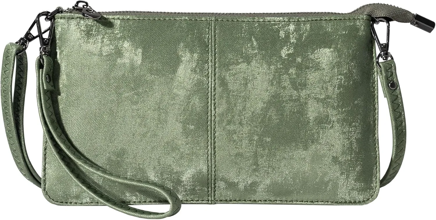 Bveyzi Genuine Leather Wristlet Purses for Women, Envelope Clutch Wallet Small Crossbody Bags for Dressy Evening