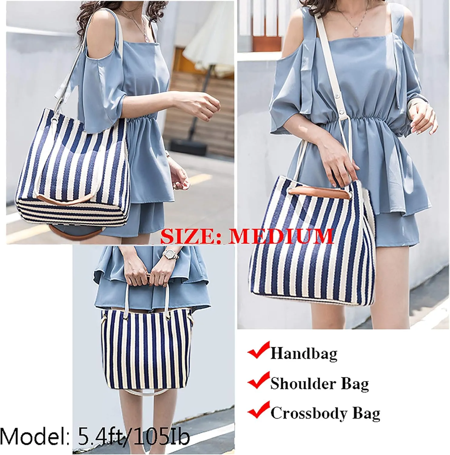 Bydenwely Women's Canvas Tote Bags Small Medium Shoulder Bag Daily Working Handbag for Holiday Travel Pool