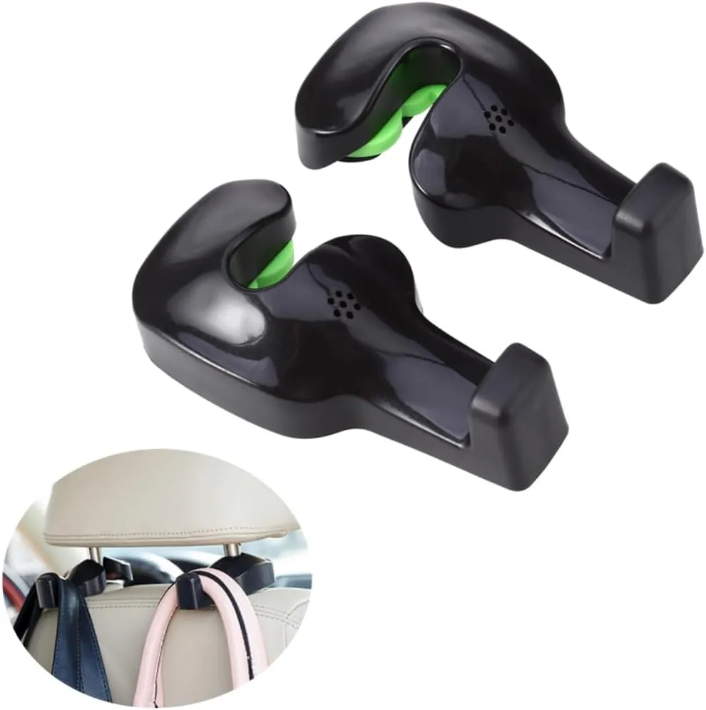 Cabilock 2pcs Car Vehicle Back Seat Headrest Hanger Holder Hooks Car Seat Gap Filler for Organizing Groceries Water Bottles and