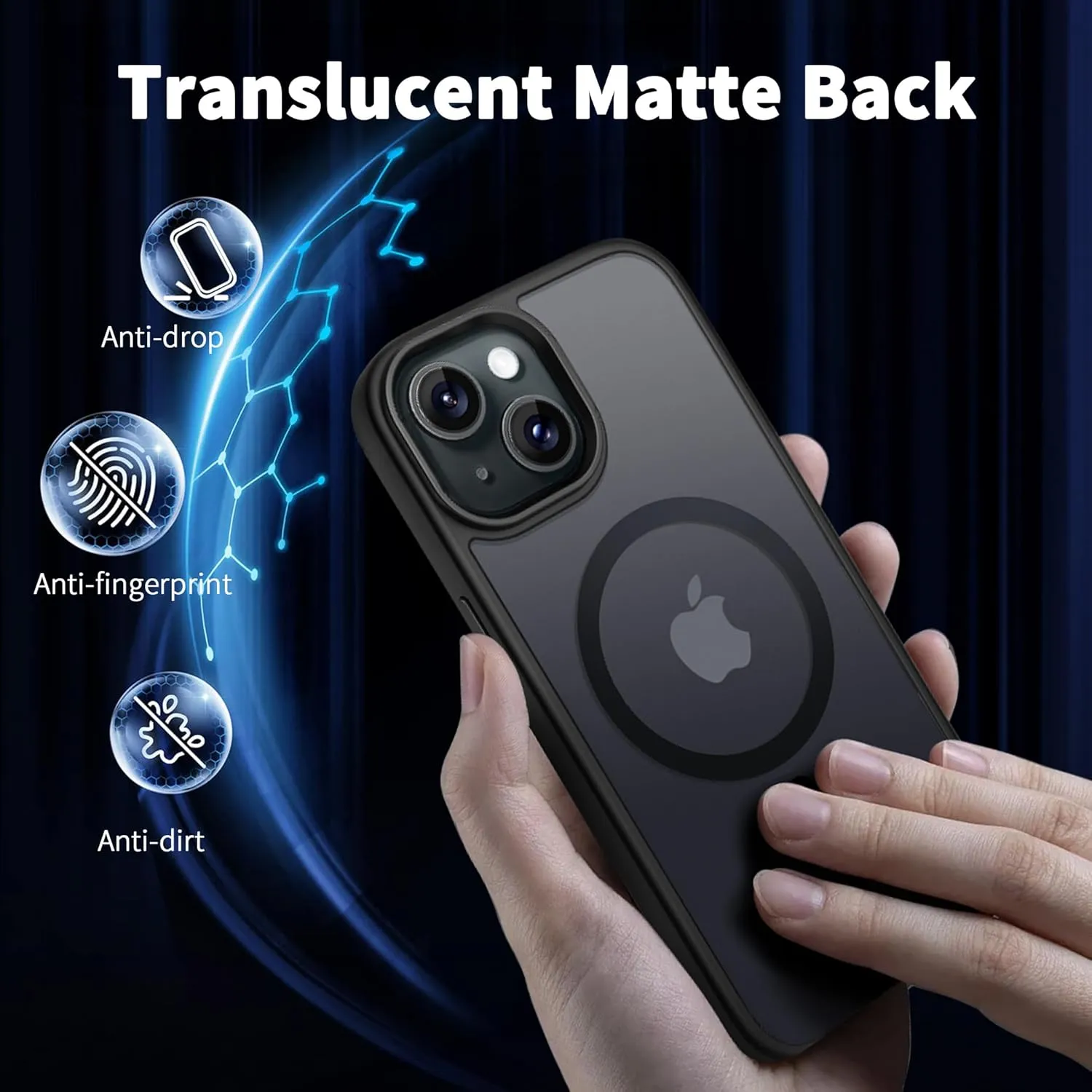 CACOE Magnetic Case for iPhone 15 2023 6.1 inch-Compatible with MagSafe & Magnetic Car Phone Mount,Anti-Fingerprint TPU Thin Phone Cases Cover Protective Shockproof (Matte Black)