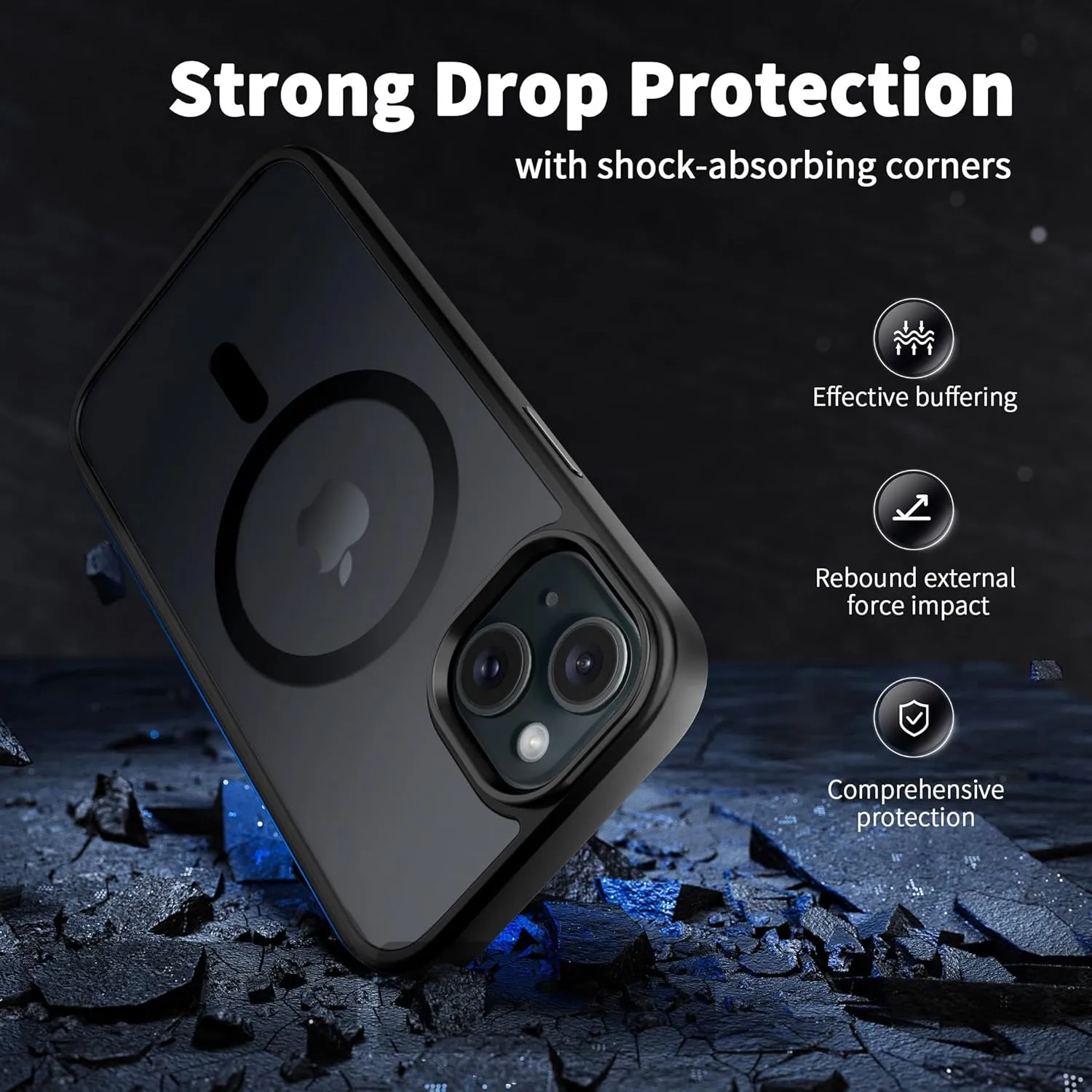 CACOE Magnetic Case for iPhone 15 2023 6.1 inch-Compatible with MagSafe & Magnetic Car Phone Mount,Anti-Fingerprint TPU Thin Phone Cases Cover Protective Shockproof (Matte Black)