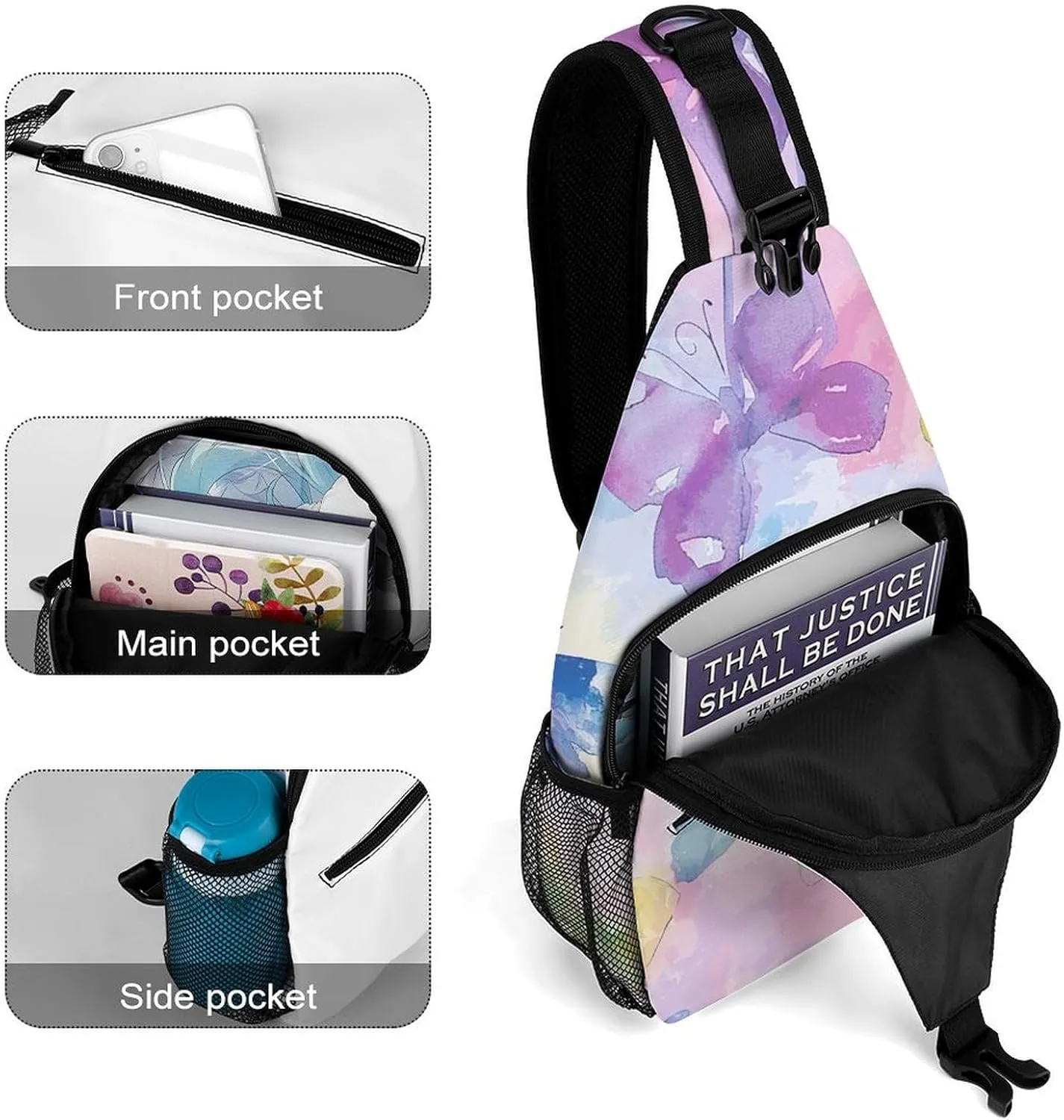 Cactus And Flowers Sling Bag Lightweight Crossbody Chest Pack Travel Shoulder Bag with Adjustable Strap