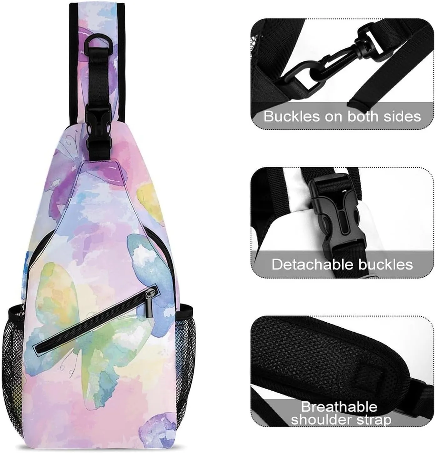 Cactus And Flowers Sling Bag Lightweight Crossbody Chest Pack Travel Shoulder Bag with Adjustable Strap